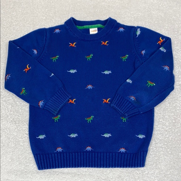 Gymboree royal blue cotton embroidered Dinosaur Sweater size 6 - Picture 1 of 7